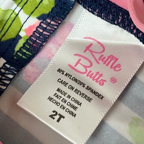 Ruffle Butts Floral Stripe Long Sleeve One Piece 2T Nautical Preppy Beach Coasts - Picture 5 of 9